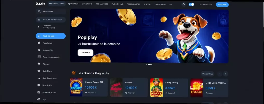 Twin Casino 500€ bonus + 100 tours gratuits